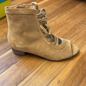 BRAND NEW WITH BOX heeled booties in suede.